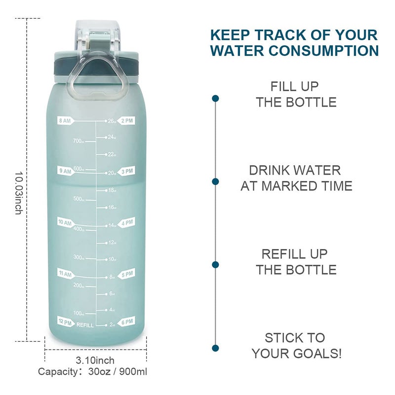Teentumn Time Marker Water Bottle Gym, 30oz Large Durable Bottle for Workout Sport Travel Water Tracker (Pack of 1) - Image 2